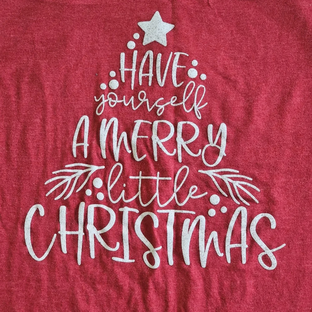 Graphic T-Shirt Adult Medium Have Yourself A Merry Christmas Tree Red - Picture 4 of 5